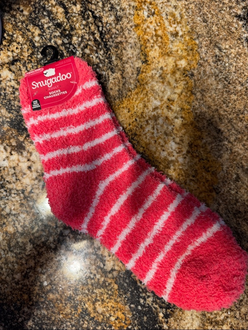 Snugadoo Plush Fuzzy Socks for Women - Hot Pink & White Stripes